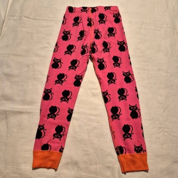 Hanna Andersson girls size 110 or 5 pink & orange cat pajama set play cond holes - Picture 5 of 9